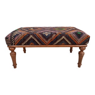 Kilim Upholstered Ottoman Bench For Sale