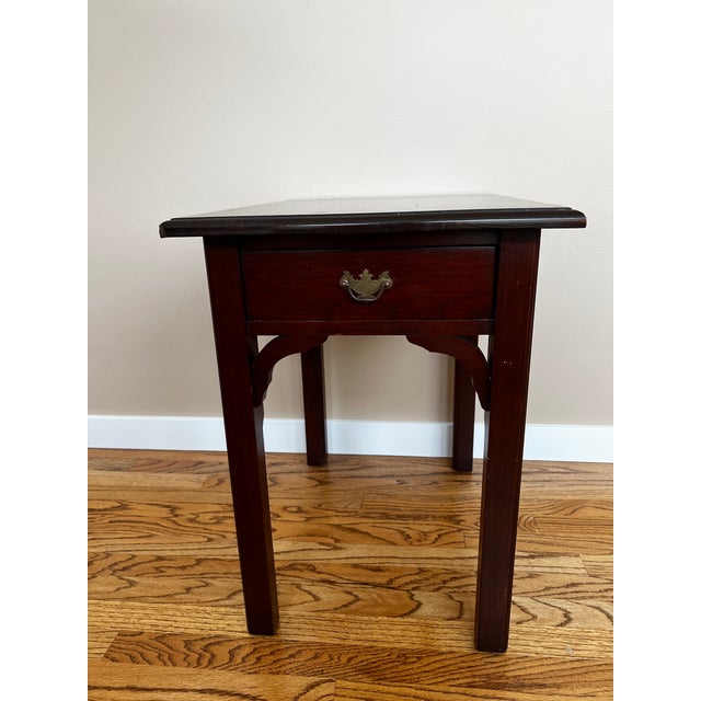 Brown 1980s Solid Cherry Wood Side Table For Sale - Image 8 of 8