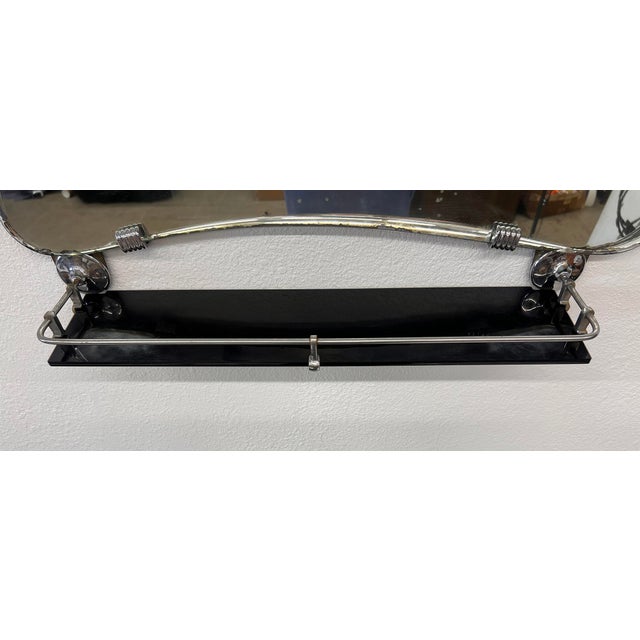 Mid-Century Modern Italian Modern Asymmetrical Mirror With Shelf For Sale - Image 3 of 10