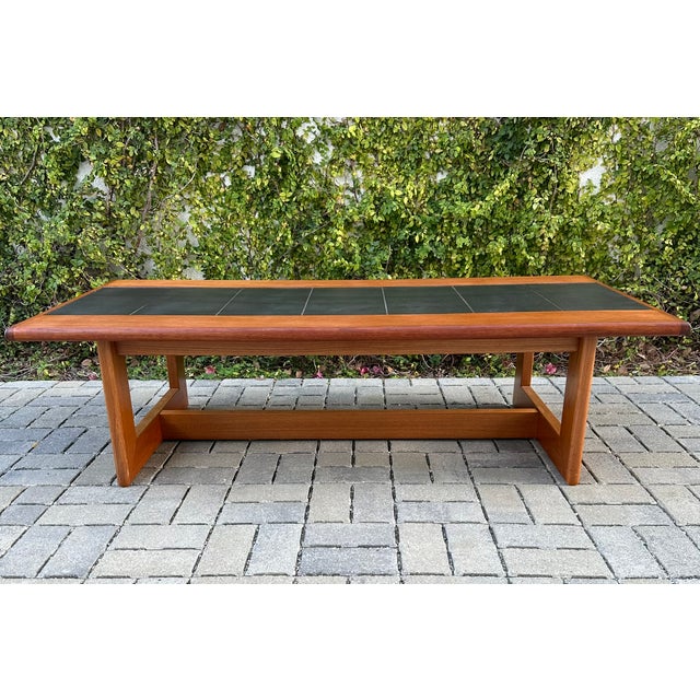 Mid-Century Modern 1980s Vintage Danish Modern Teak & Slate Coffee Table by Interform Collection For Sale - Image 3 of 9