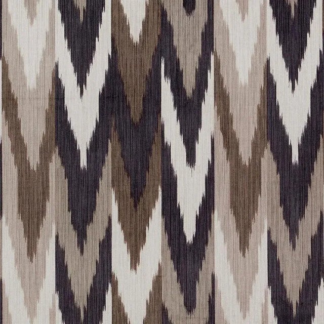 Abstract Sample - Schumacher Kashgar Velvet Ikat Fabric in Carbon & Teak For Sale - Image 3 of 3