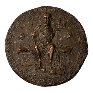 Vintage Bronze Ecclesiastical Medallion – St. Thomas Aquinas Relief – 2.6"