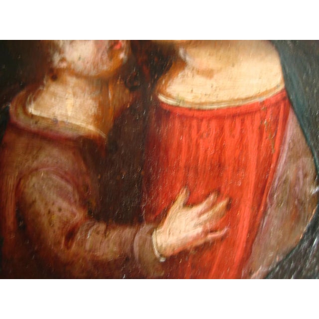 Red Mother and Child 18 Century Painting on Copper For Sale - Image 8 of 11
