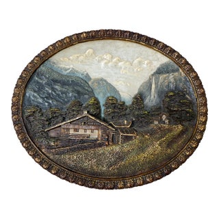 Antique 1800's Wilhelm Schiller Sohn Oil Terracotta Wall Plate Plaque Sculpture For Sale