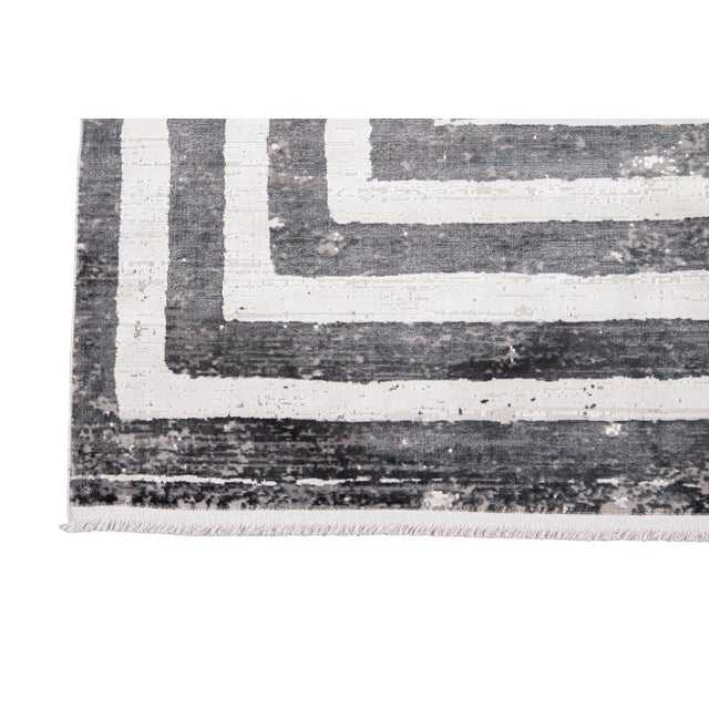 Gray 21st Century Contemporary Wool and Silk Rug For Sale - Image 8 of 13