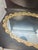 vintage Hollywood Regency gilt brass oval vanity display dresser mirror tray