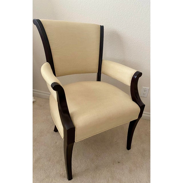 Wood Vintage Baker Furniture Barbara Barry Modern Regency Exquisite Pair Accent Armchairs For Sale - Image 7 of 16