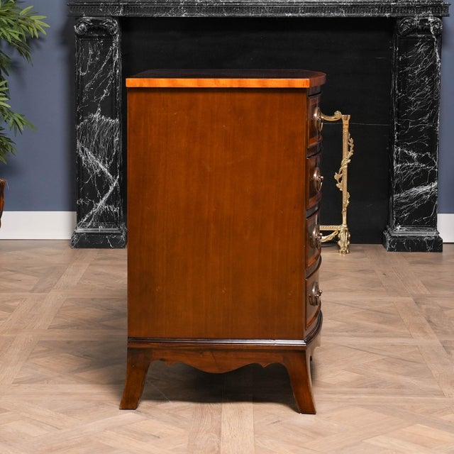 Wood Niagara Furniture Banded Mahogany Bowfront Chest For Sale - Image 7 of 12
