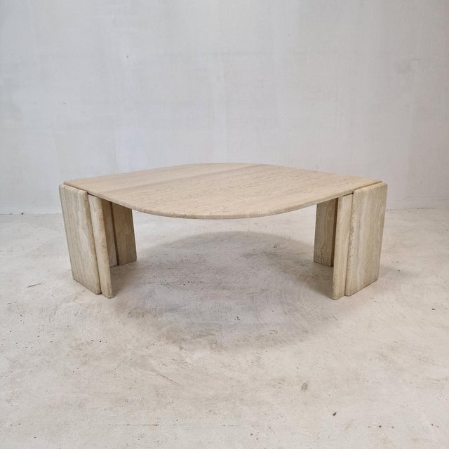 Italian Travertine Coffee Table, 1989 For Sale - Image 9 of 18