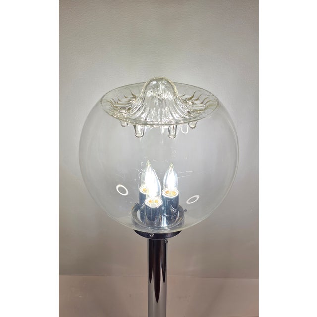 1970s Space Age Chrome Lamp With Murano Glass Shade For Sale - Image 11 of 11