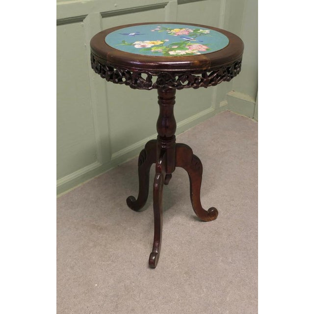 Ornate Chinoiserie Cloisonné Wine Table with Birds and Flowers, 1920s For Sale - Image 6 of 8