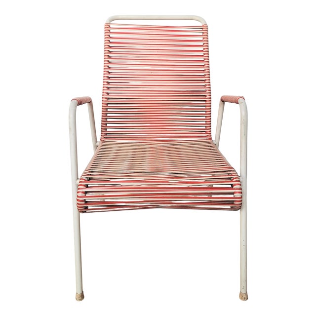 Vintage Red Spaghetti Armchair, 1970s For Sale