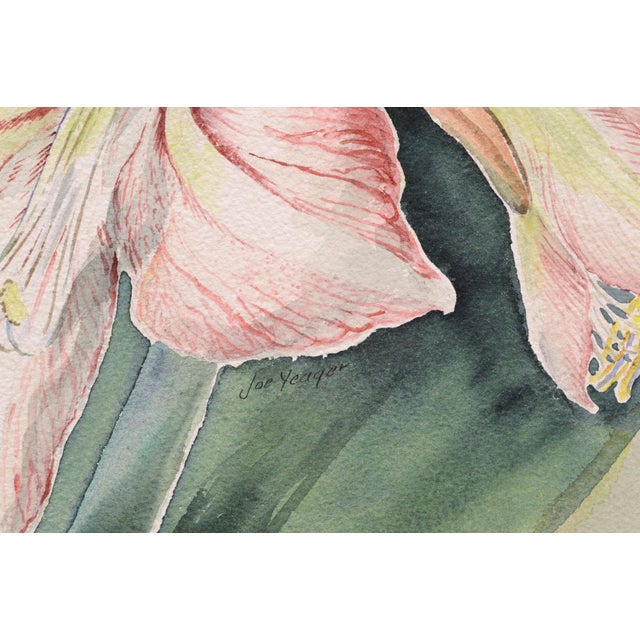 Joseph Yeager Amaryllis Blossom Watercolor Circa 1940-1950 For Sale - Image 4 of 5