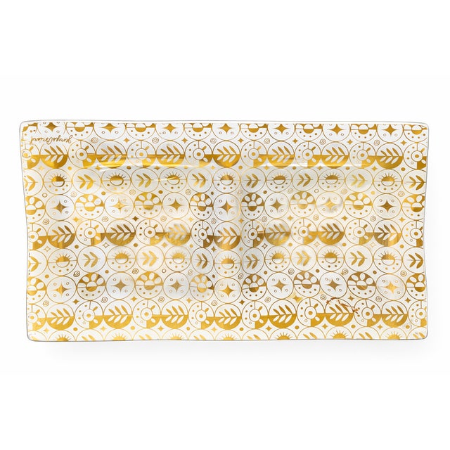 Vintage Mid-Century Modern Georges Briard Gold Pattern Glass Platters & Serving Trays – Set of 3 For Sale - Image 11 of 11