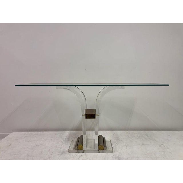 Acrylic and Metal Console Tables, 1970s, Set of 2 For Sale - Image 4 of 14