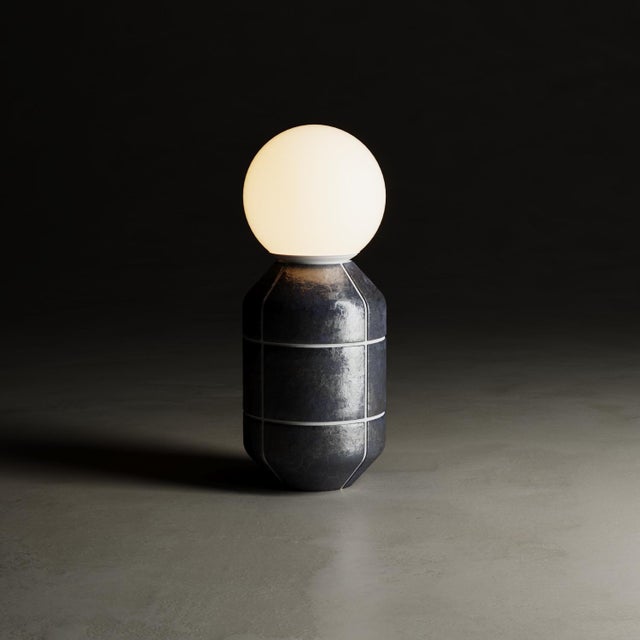 Ceramic Base Spot Table Lamp, Large Modern Handcrafted Black For Sale - Image 15 of 18