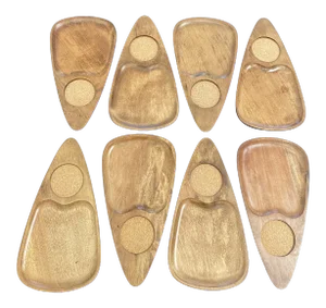1960s Japanese Wooden Appetizer Snack /Cocktail Coasters - Set of 8