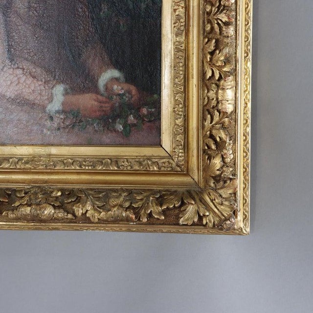 Oil on Canvas Portrait of a Maiden by Grant in Newcomb Macklin Attr Frame C1890 For Sale - Image 4 of 14