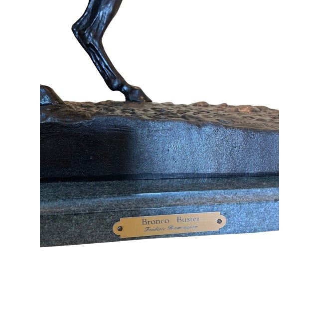 Frederic Remington “The Bronco Buster” Bronze Sculpture on Marble Base, 25.5” H For Sale - Image 4 of 9