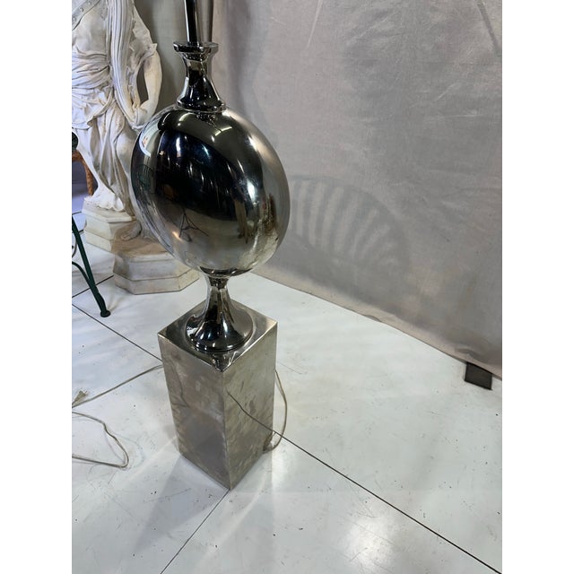 Philippe Barbier 1960s Philippe Barbier Nickel and Chrome Floor Lamp For Sale - Image 4 of 11
