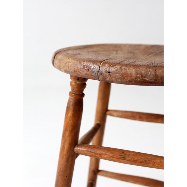 Early 20th Century Antique Primitive Farmhouse Stool For Sale - Image 5 of 13
