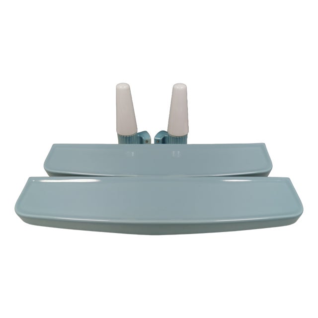 Bathroom Lamps with Matching Shelves by Sigvard Bernadotte for Ifö, 1970s, Set of 4 For Sale