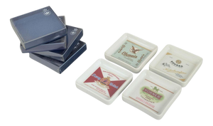 Vintage Danish Square Porcelain Ashtrays from Bing & Grøndahl, 1980s, Set of 4