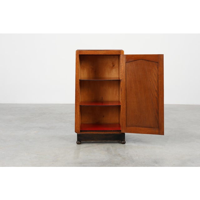 Amsterdamse School Wooden Nightstand, the Netherlands, 1915 For Sale - Image 4 of 16