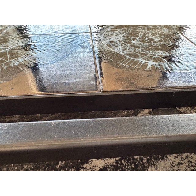 Vintage/Brutalist Metal and Ceramic Tile Coffee Table For Sale In New York - Image 6 of 17