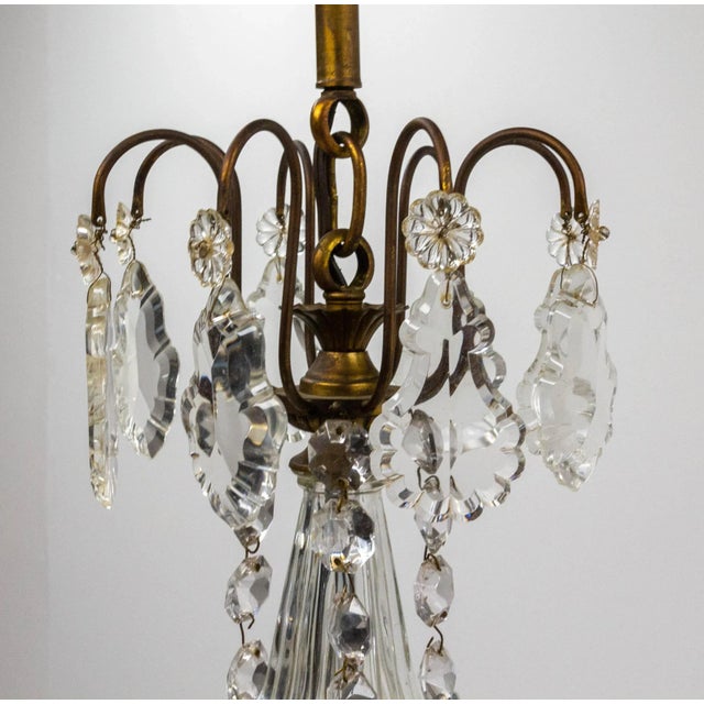 Mid-Century French Chandelier with Crystal Drops and Ball For Sale - Image 6 of 9