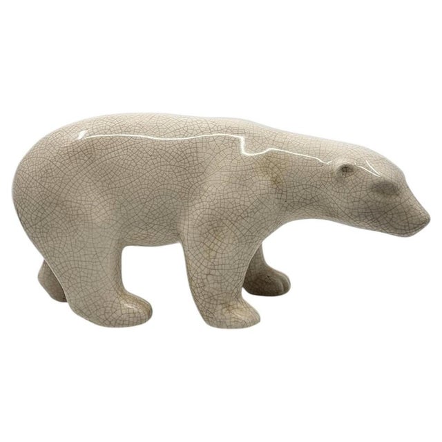 Black Art Deco Polar Bear in Ceramic from LV Ceram, 1930s For Sale - Image 8 of 9