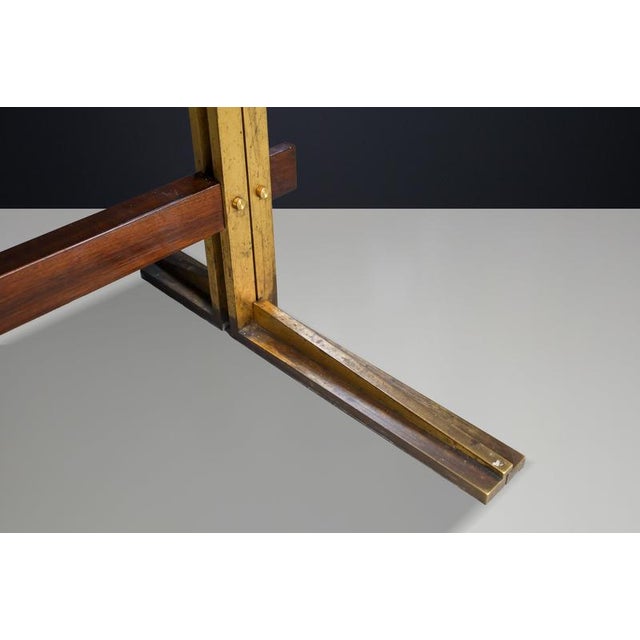 Italian Walnut Desk with Brass Base, Italy, 1950s For Sale - Image 12 of 18
