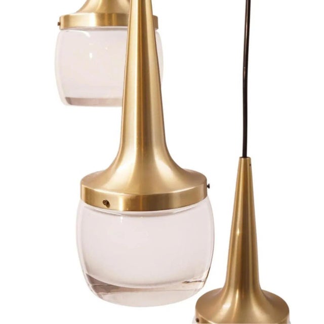 Brass Glass Cascade Fixtures attributed to Staff, 1960s, Set of 2 For Sale - Image 12 of 15
