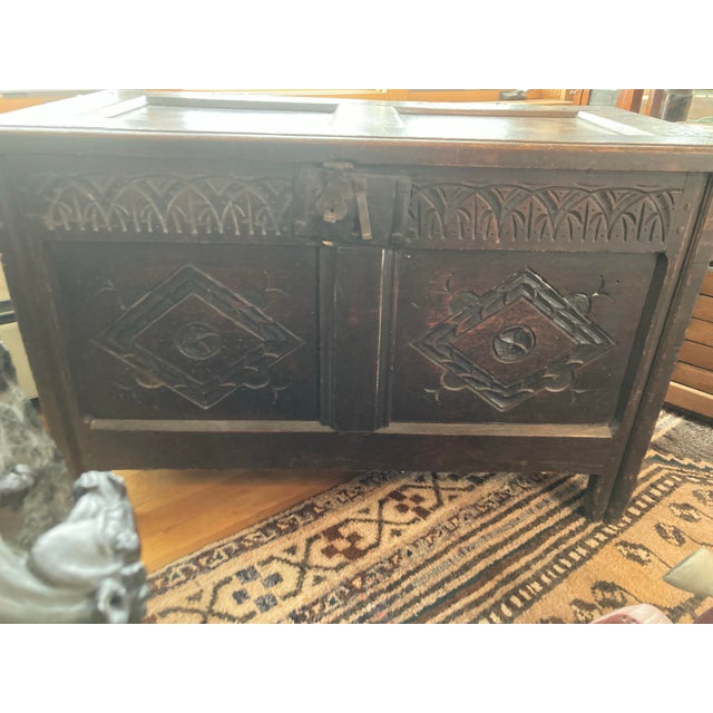 Brown 18th Century Carved Oak Chest For Sale - Image 8 of 12