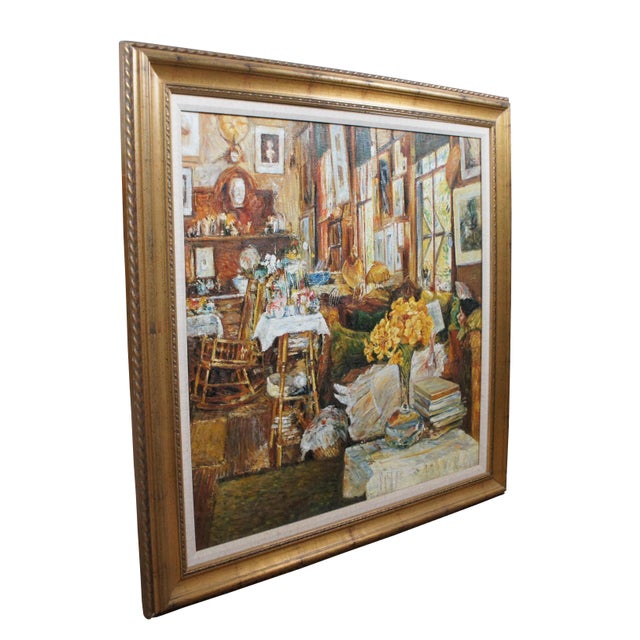 Impressionist The Room of Flowers Impressionist Oil Painting After Frederick Childe Hassam 43" For Sale - Image 3 of 12