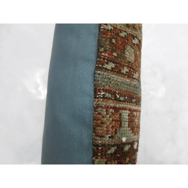 Shabby Chic Brown Antique Heriz Rug Pillow For Sale - Image 3 of 5