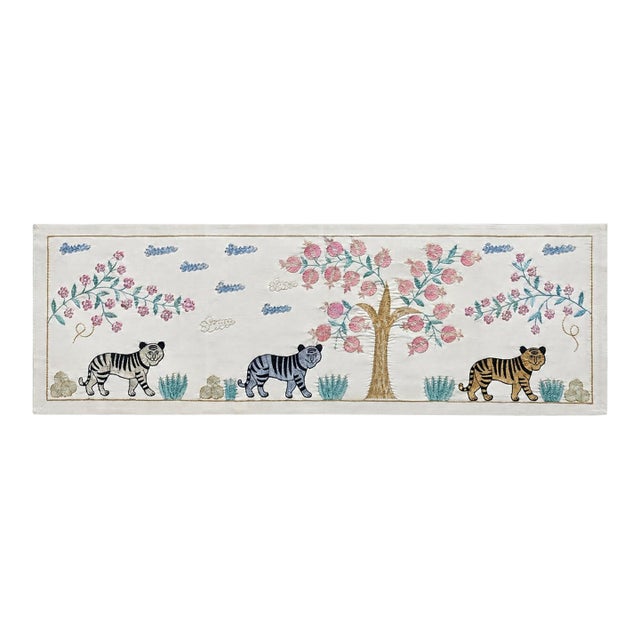 Black Tiger Suzani Wall Hanging, Gold Tree For Sale
