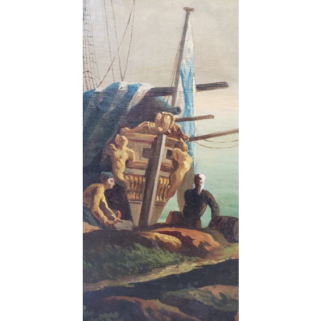Splendid Italian School "Port Side" Oil Painting Early to Mid 19th Century For Sale - Image 9 of 11
