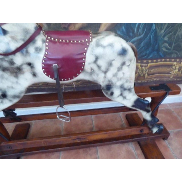 Large English Dapple Grey Rocking Horse, 1940 For Sale - Image 6 of 18