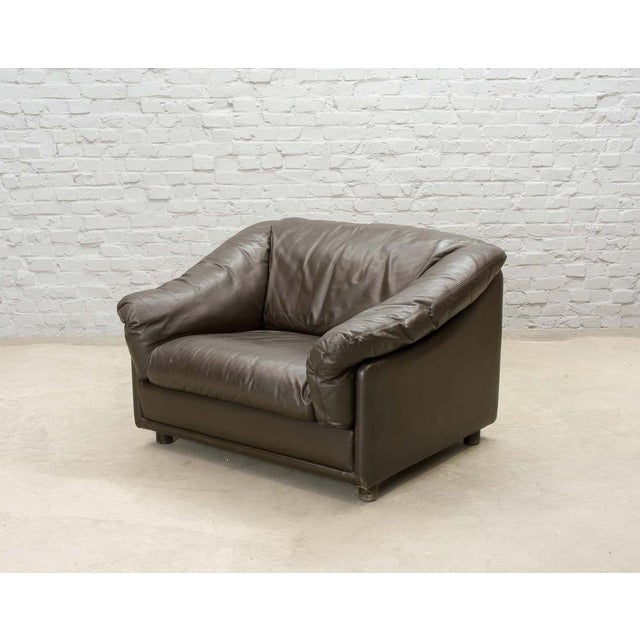 Wood Set of Brown Leather Lounge Chairs from Leolux, Netherlands, 1970s For Sale - Image 7 of 18