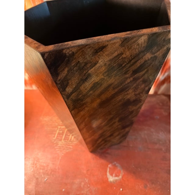 Larger Version. Of Our Hexagonal Hand Painted Fsux Tortoiseshell Bespokewastebasket For Sale - Image 4 of 6