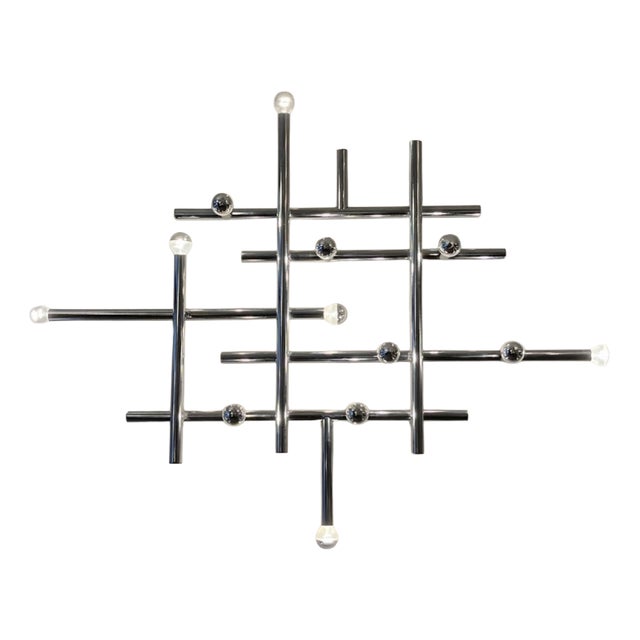Large Wall Light in Chromed Tubular Steel by Temde AG Switzerland, 1970s For Sale