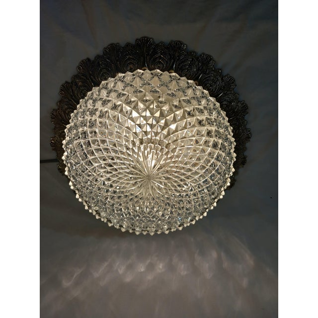 Vintage Ceiling Light with Glass Shade and Gilded Bronze Fittings, 1970s For Sale - Image 9 of 14