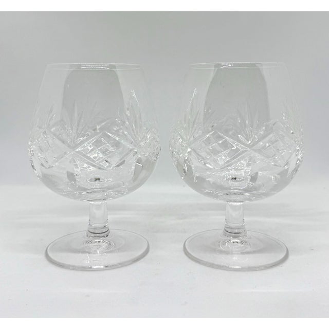 Newport pattern cut lead crystal. Set of 2 brandy snifters. 5in height