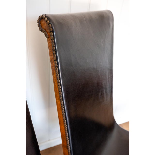Spanish Dining Chairs in Oak and Leather by Pierre Lottier Valmazan, 1960s, Set of 2 For Sale - Image 15 of 18