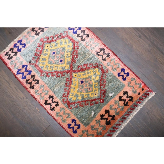 a mid-20th-century Geometric Colorful Mini-size rug