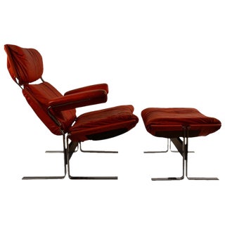 Richard Hersberger for Pace Leather Chair and Ottoman For Sale