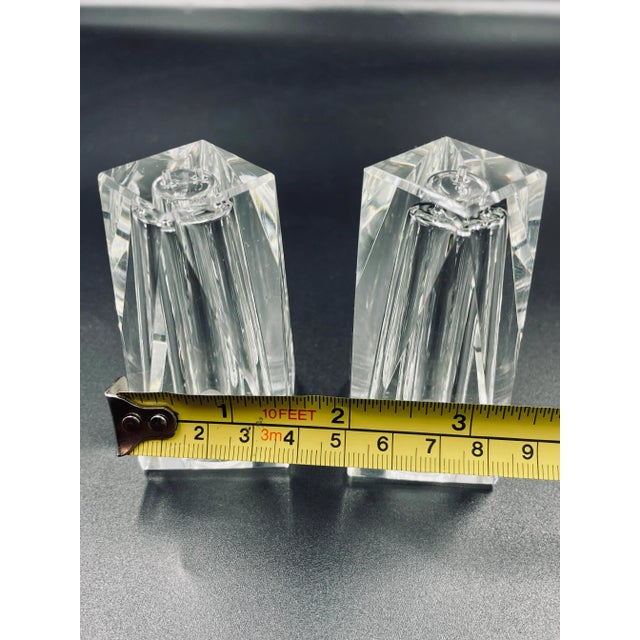 Vintage Saks Fifth Avenue Modernist Crystal Salt & Pepper Set- a Pair For Sale - Image 11 of 12