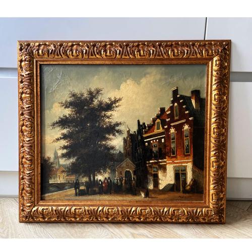 Nijland, Dutch Street Scene, Oil Painting, Framed For Sale - Image 9 of 16