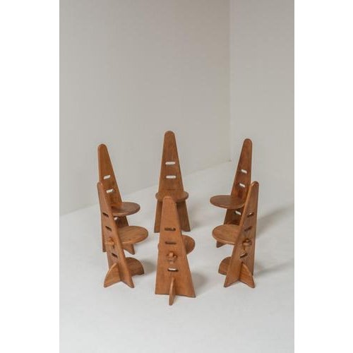 Chairs with Adjustable Seating Height in the style of Gijs Boelaars, 1973, Set of 6 For Sale - Image 11 of 12